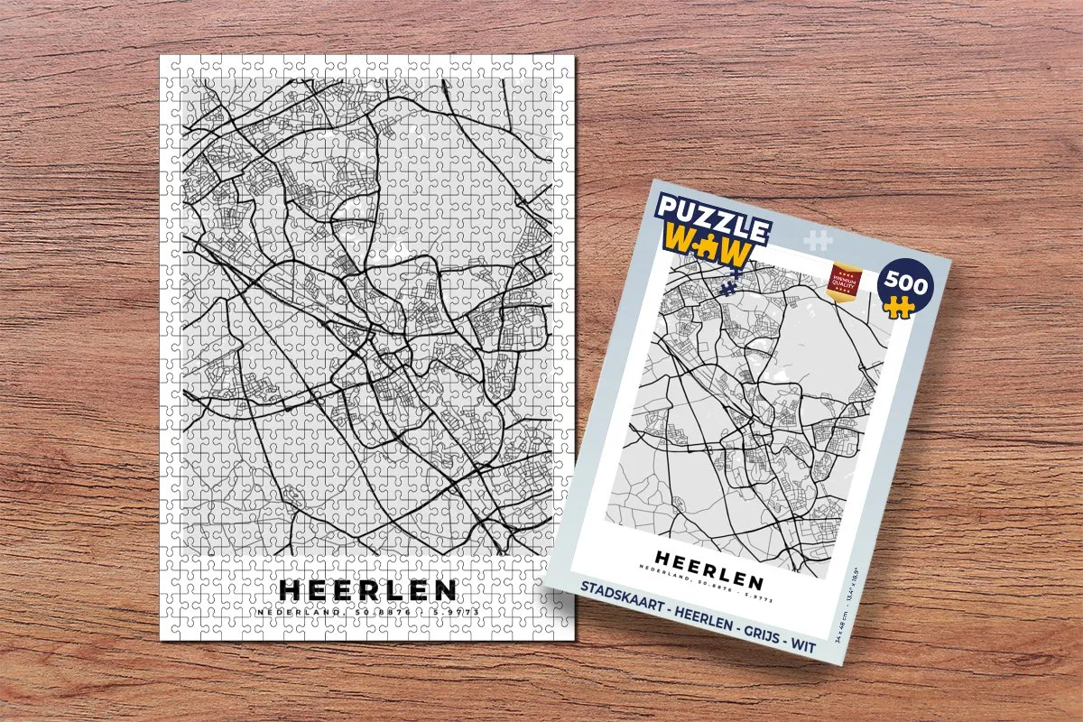 PuzzleWow Stadskaart Heerlen Legpuzzel 500 Stuks - Multicolor