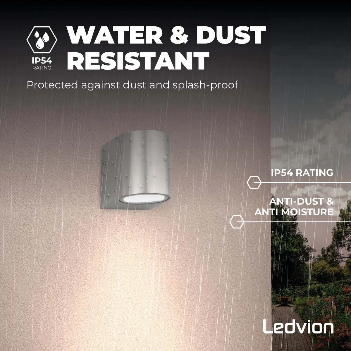 LEDVION Sacramento Wandlamp GU10 15W - RVS