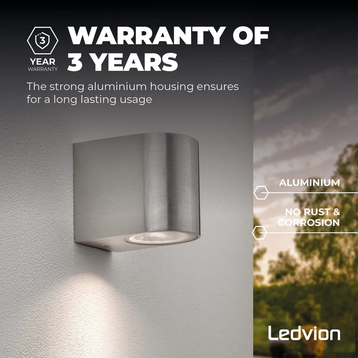 LEDVION Sacramento Wandlamp GU10 15W - RVS