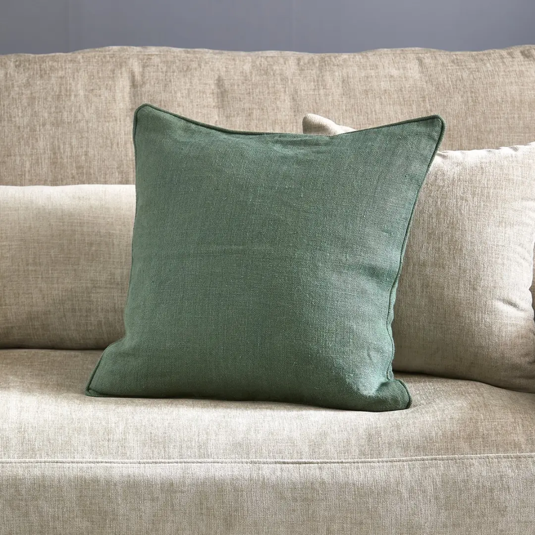 Riviera Maison Kussenhoes 50x50 Groen linnen effen kleur