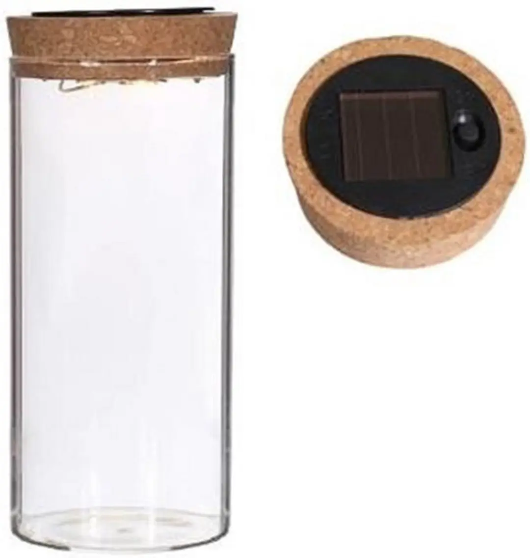 Ideas4seasons Pot/vaas van glas voor planten ecosysteem - deksel met LED verlichting - 8 x 16 cm