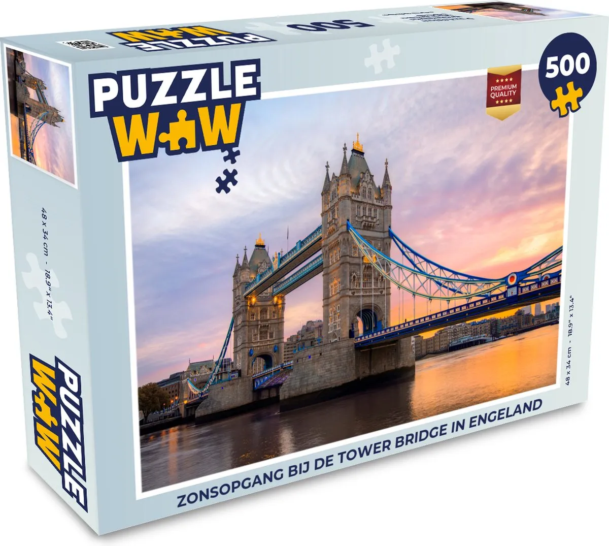 PuzzleWow Legpuzzel Zonsopgang Tower Bridge 500 Stuks - Multicolor