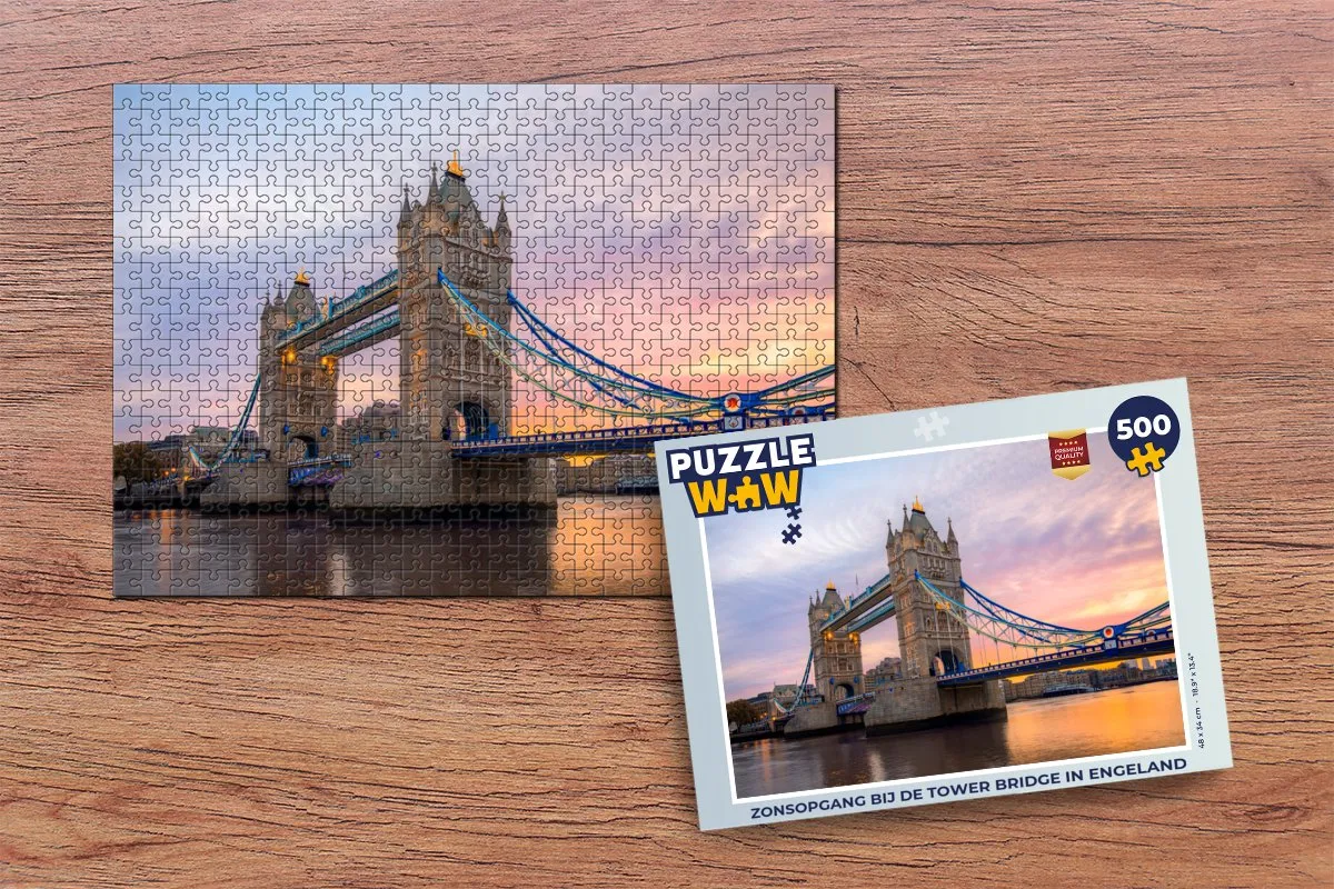 PuzzleWow Legpuzzel Zonsopgang Tower Bridge 500 Stuks - Multicolor