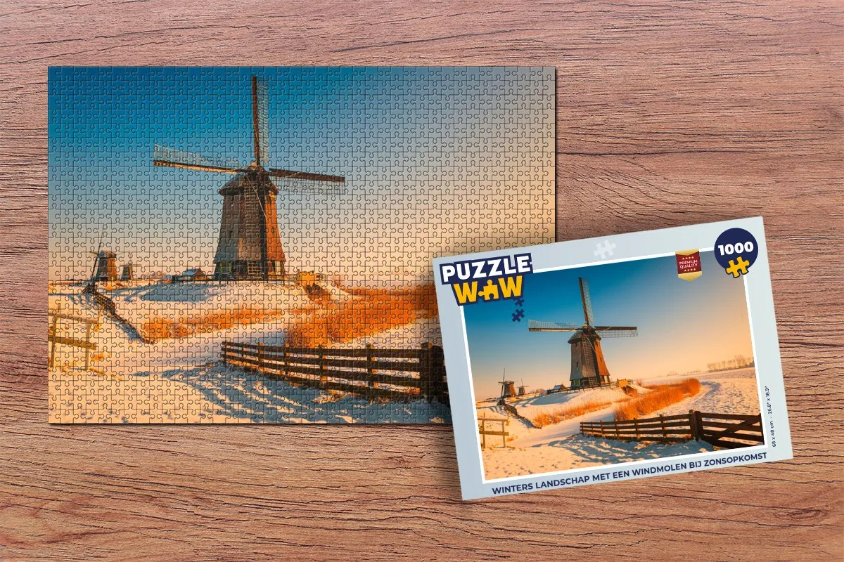PuzzleWow Legpuzzel Winters Landschap 1000 Stuks - Multicolor