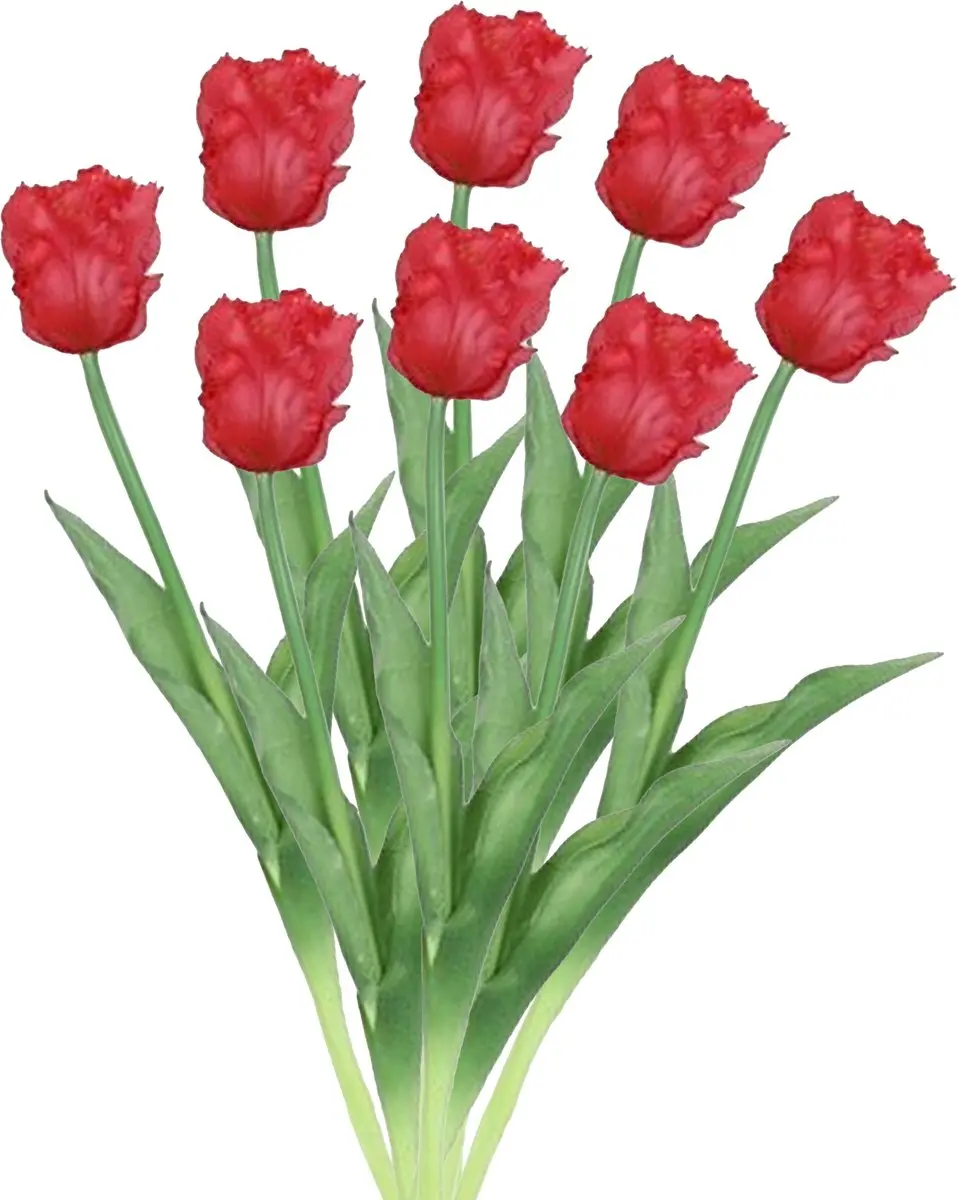 Countryfield Kunstbloemen boeket tulp Parkiet - 8x - rood - real touch - levensecht - 40 cm