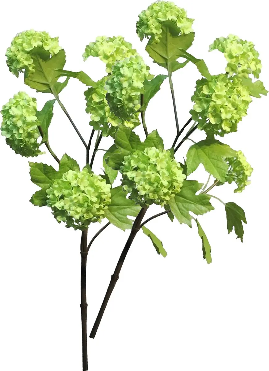 Bellatio Design Kunstbloem Viburnum/sneeuwbal Roseum - 3x - 60 cm - groen - losse steel - kunst zijdebloemen