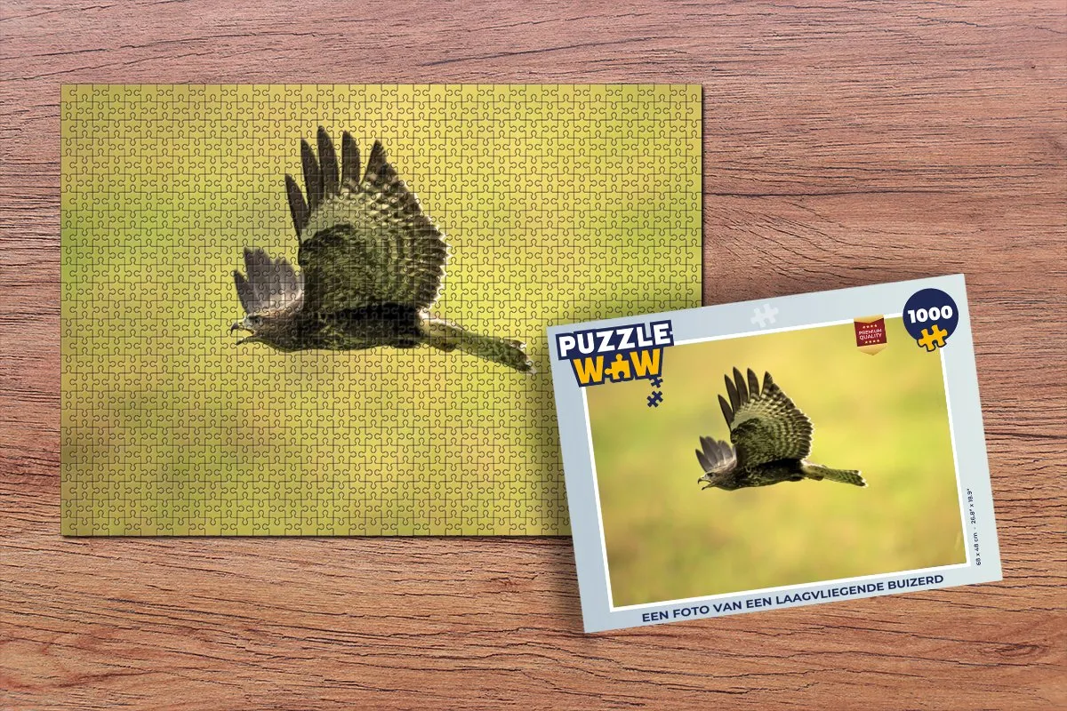PuzzleWow Legpuzzel Een foto van een laagvliegende buizerd 1000 Stuks - Multicolor