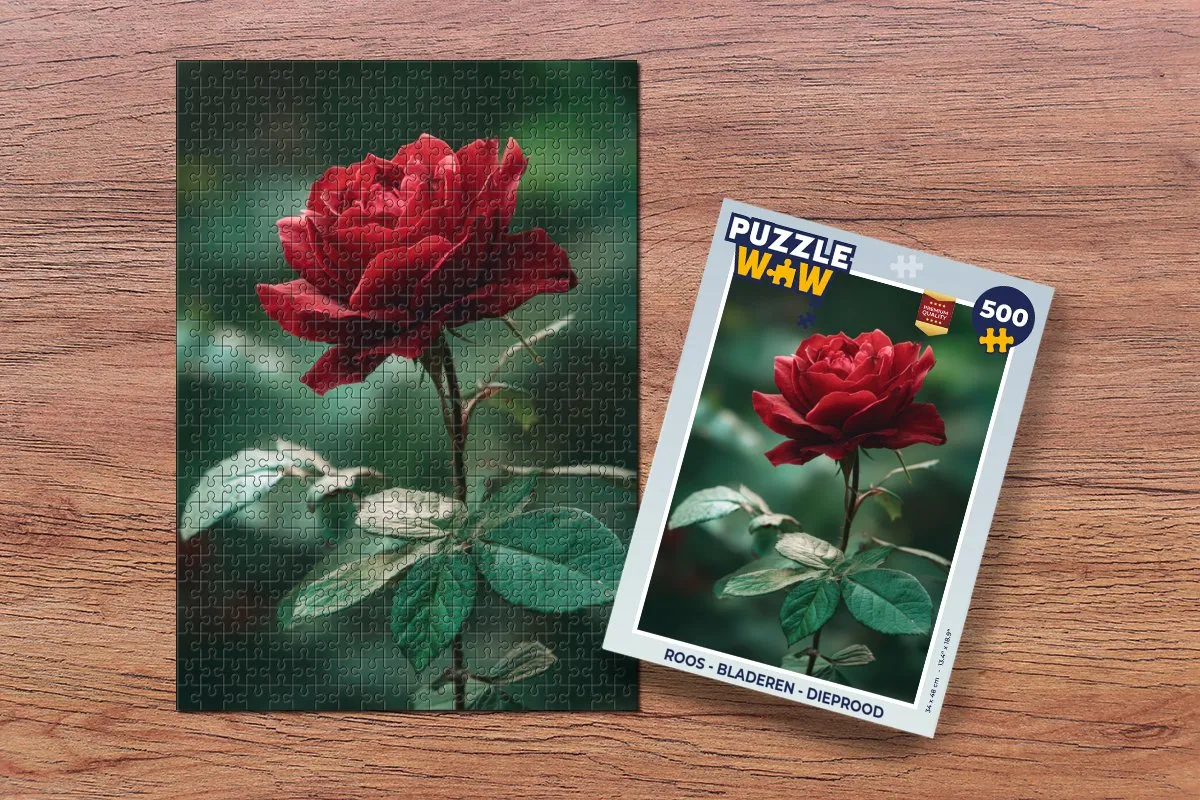 PuzzleWow Roos - Dieprode Legpuzzel 500 Stukjes