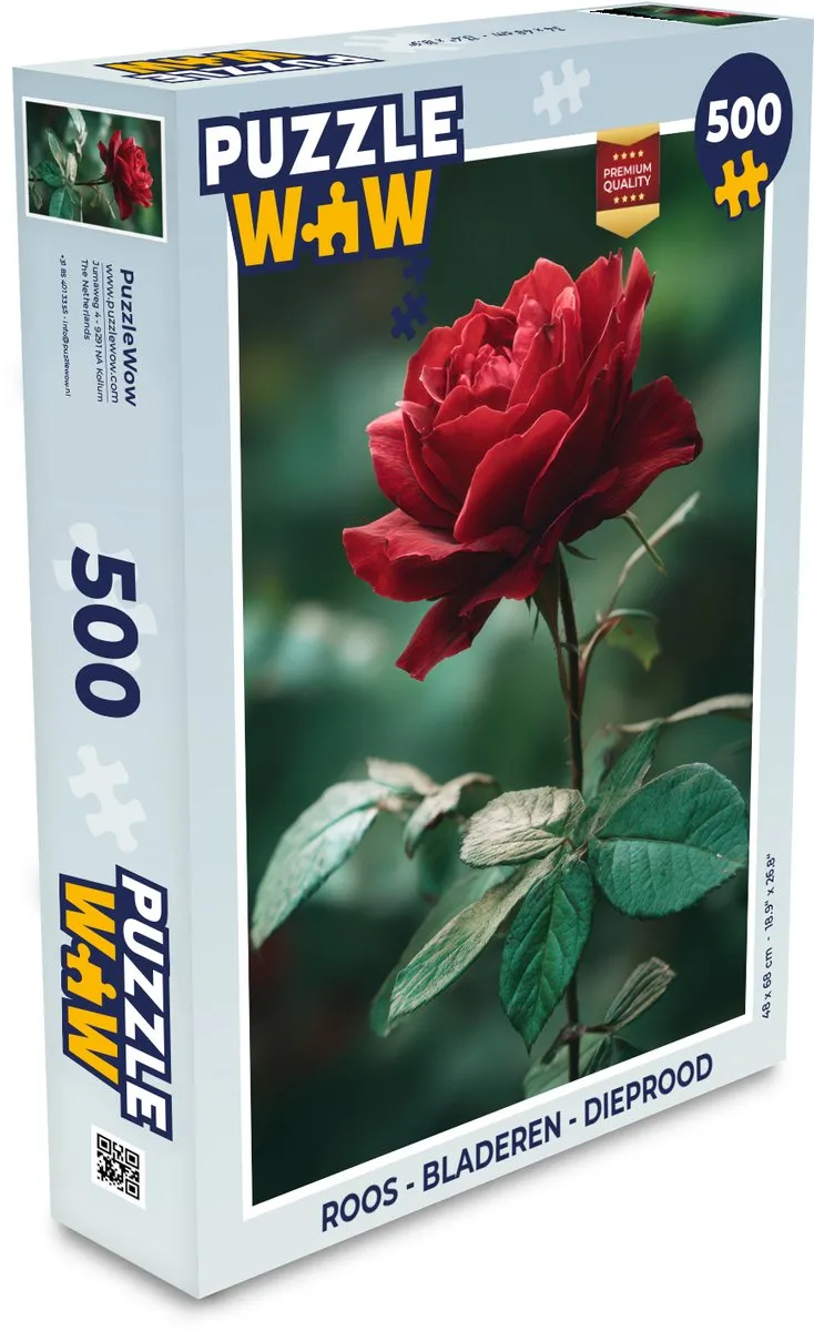PuzzleWow Roos - Dieprode Legpuzzel 500 Stukjes