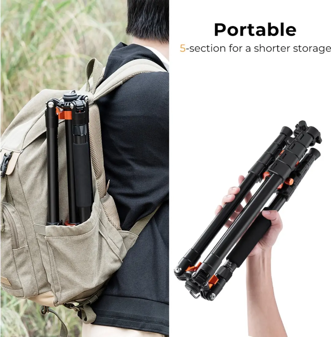 K&F Concept T255A3+BH-28L Statief - 183cm - 10kg - afbeelding 2 van 6