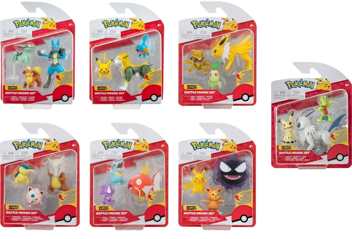 Pokémon Battle Figuren 3-pack - Dreepy/Growlithe/Lucario - 5-7,5cm - Multicolor