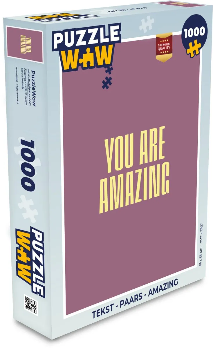 PuzzleWow Legpuzzel 1000 Stuks - Tekst Paars Moeder Liefde