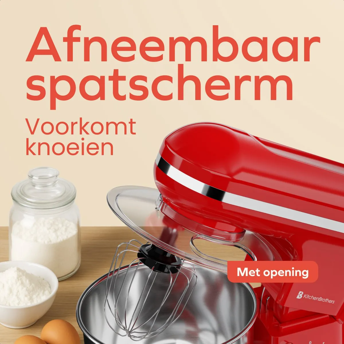 KitchenBrothers 1200W Keukenmachine 5L - Rood