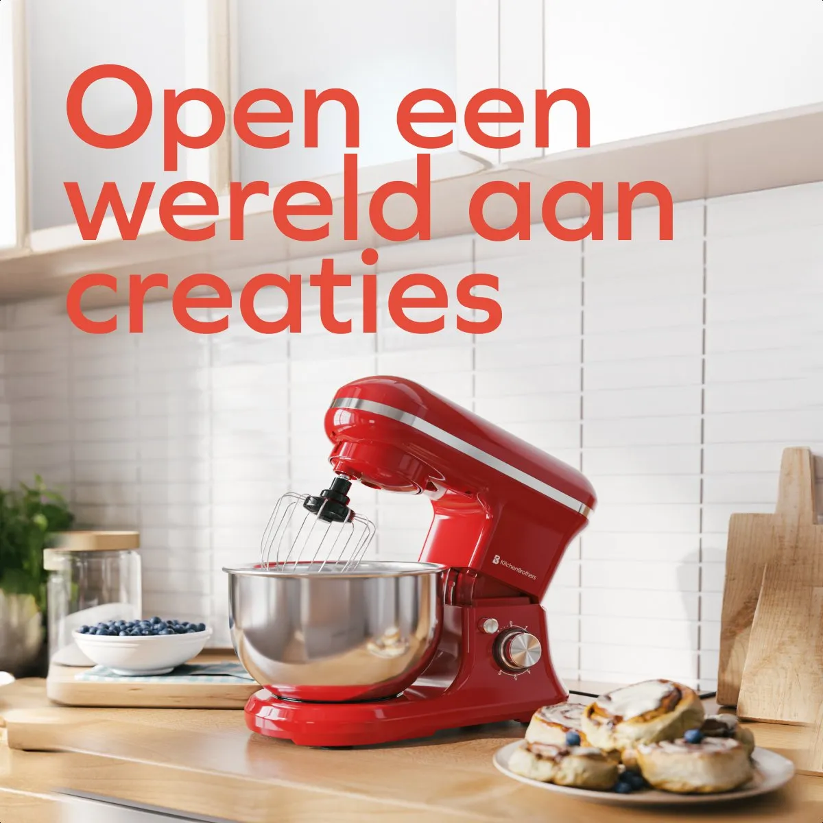 KitchenBrothers 1200W Keukenmachine 5L - Rood
