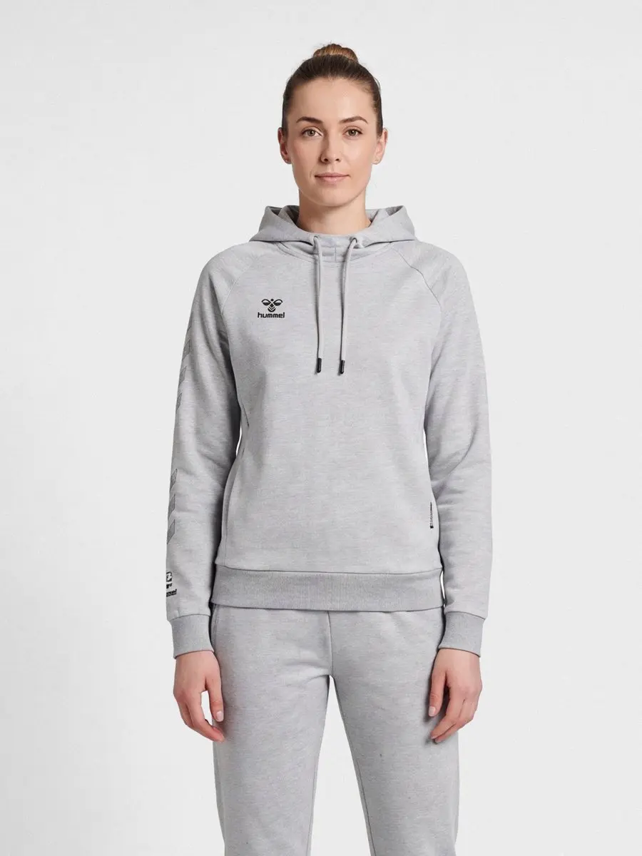 Hummel Move Grid Katoenen Hoodie - Grijs Melange - afbeelding 5 van 6
