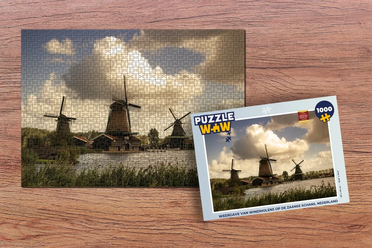 PuzzleWow Legpuzzel Zaanse Schans 1000 Stuks - Multicolor