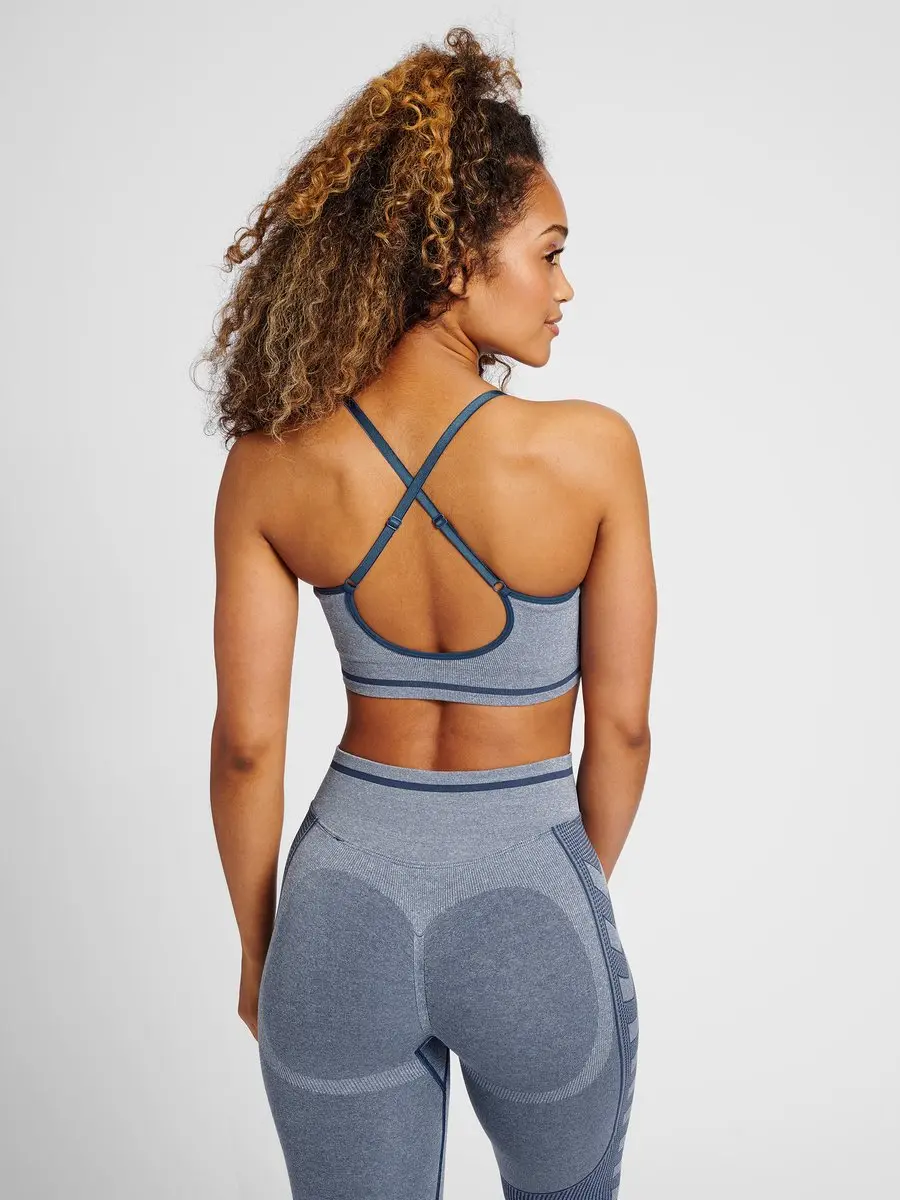 Hummel MT Lulu Scrunch Naadloze Beha - XS - Insignia Blue Melange - afbeelding 5 van 6