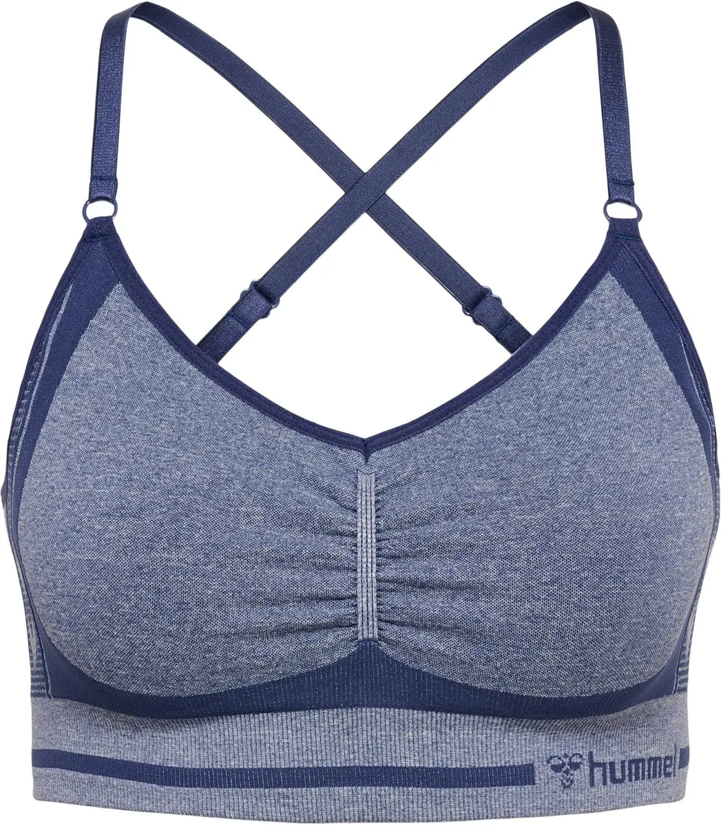 Hummel MT Lulu Scrunch Naadloze Beha - XS - Insignia Blue Melange - afbeelding 3 van 6