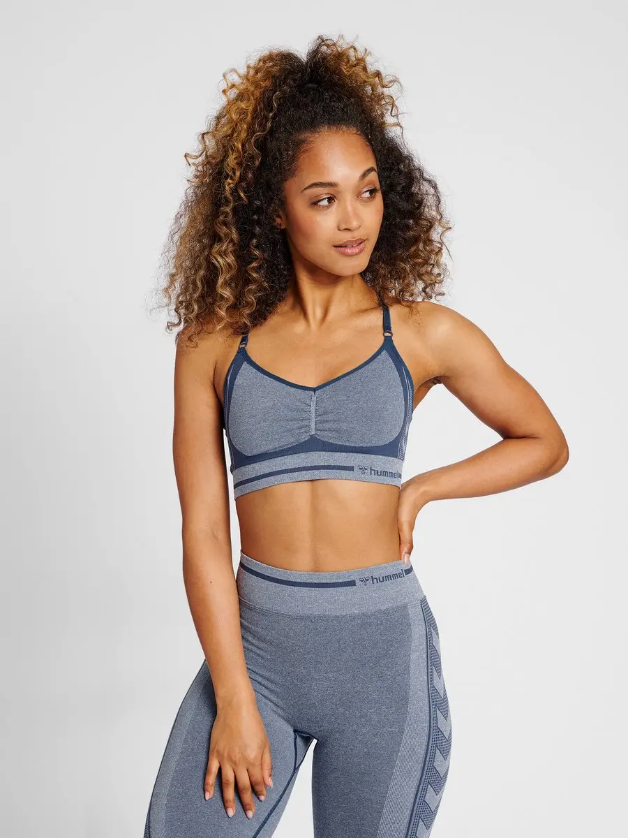 Hummel MT Lulu Scrunch Naadloze Beha - XS - Insignia Blue Melange - afbeelding 4 van 6