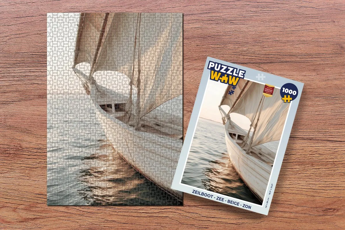 PuzzleWow Legpuzzel Zeilboot 1000 Stuks - Beige