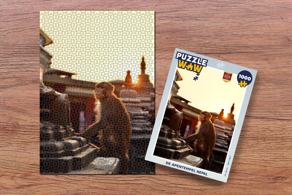 PuzzleWow De Apentempel Nepal Legpuzzel 1000 Stuks - Multicolor