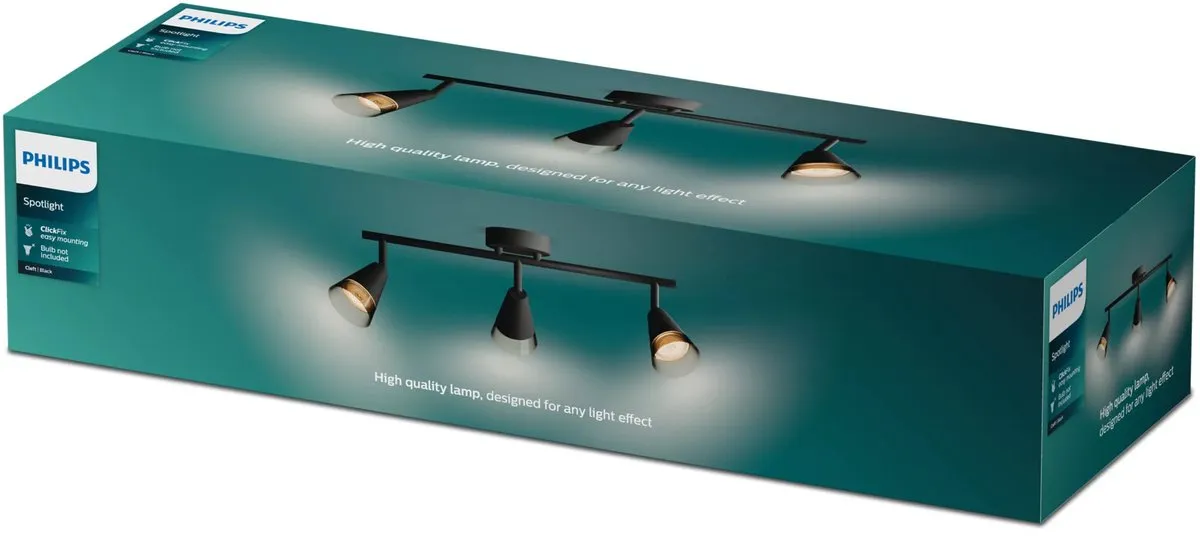 Philips Cleft Spot Plafondspot 3x5W - Zwart