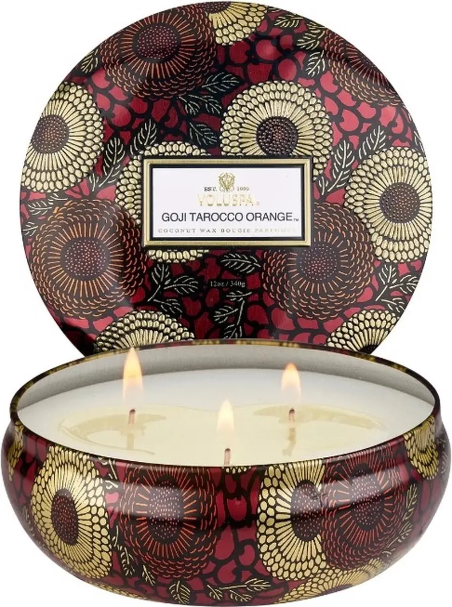 Voluspa Japonica Goji Tarocco Orange Geurkaars 3 Wick - 340g - afbeelding 2 van 4
