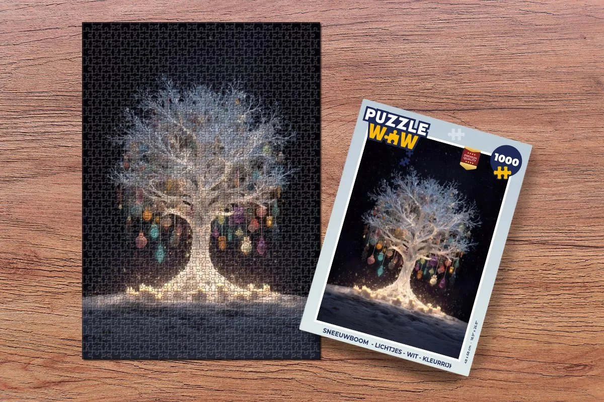 PuzzleWow Sneeuwboom Puzzle 1000 Stuks - Wit/Kleurrijk