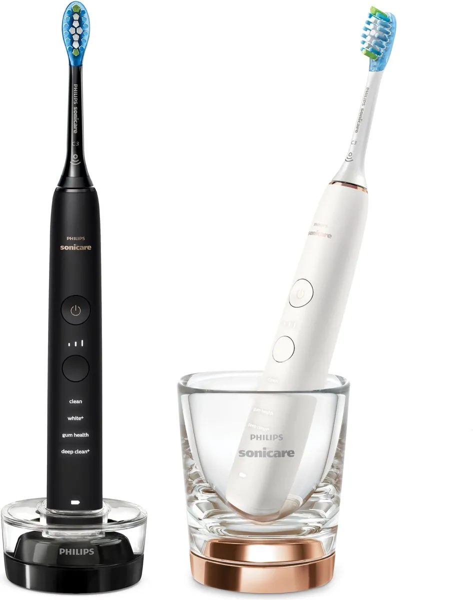 Philips Sonicare DiamondClean 9000 HX9914/61 Elektrische Tandenborstel - 4 Opzetborstels - Zwart/Wit