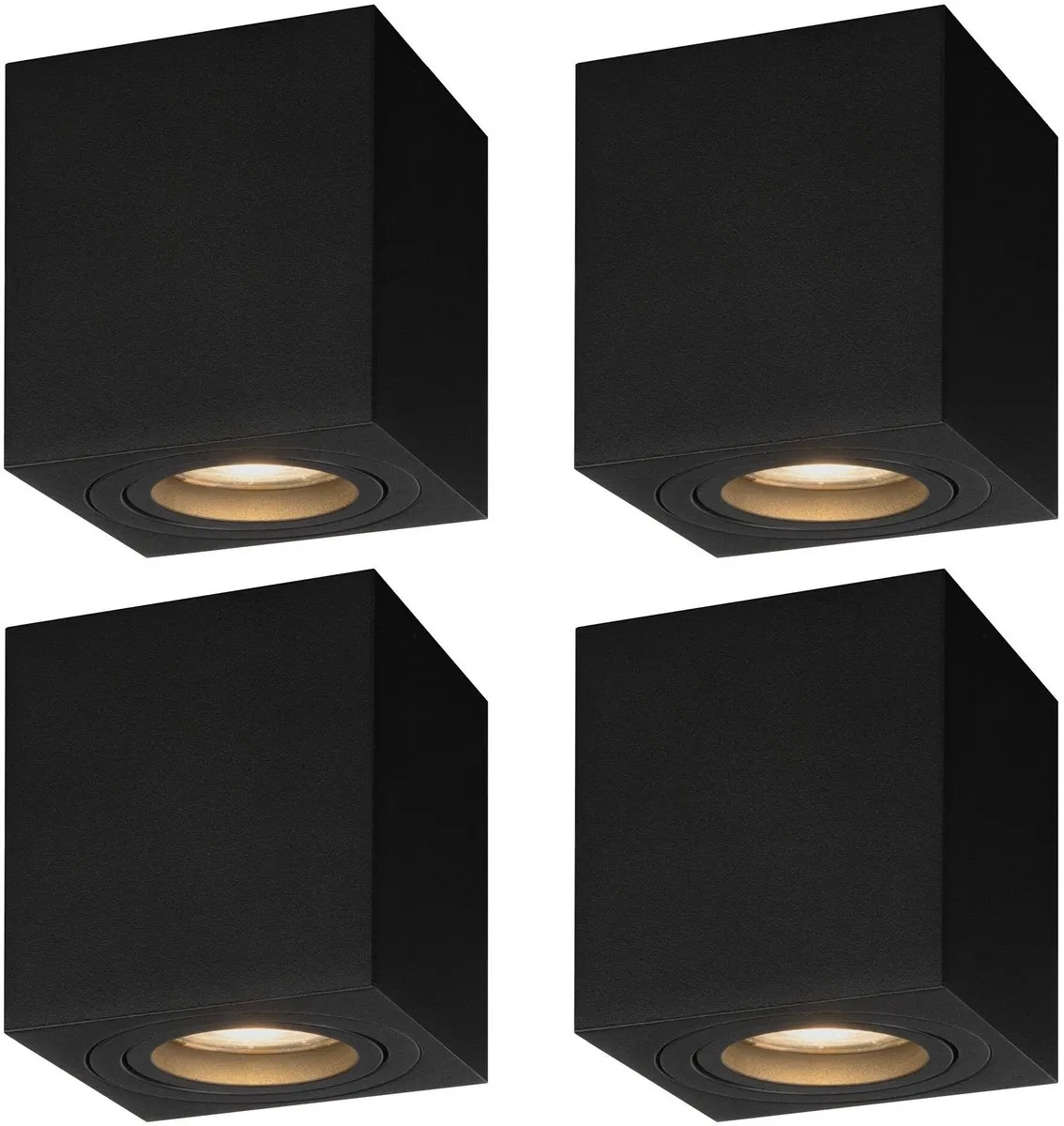 LEDVION 4x LED Opbouwspots Dimbaar 3W 2700K - Zwart