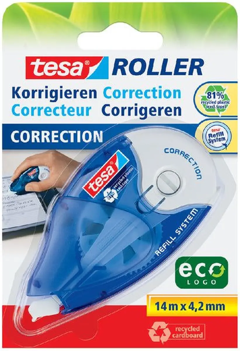 Correctietape tesa eco 4.2mm navulbaar blister
