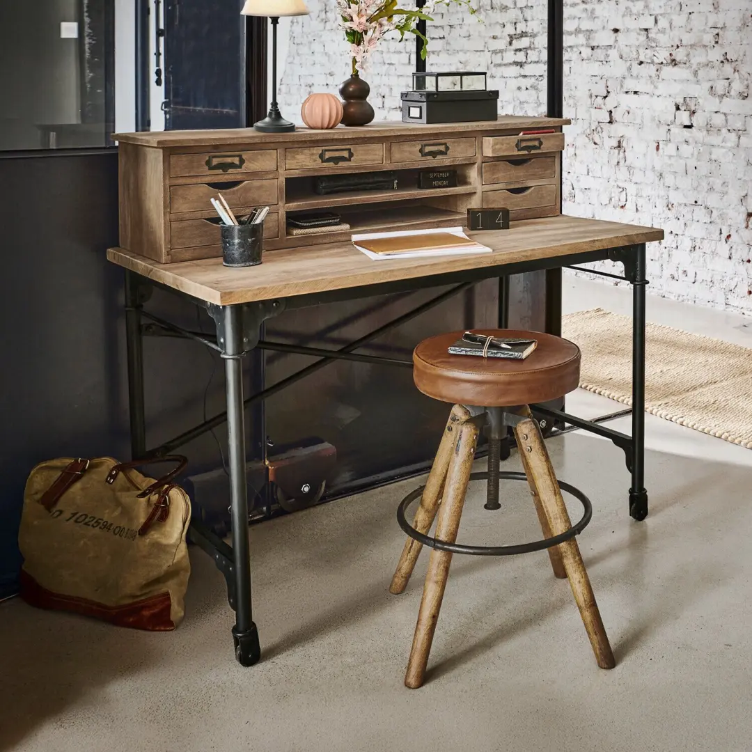 Loberon Leognan Bureau - Bruin/Zwart - afbeelding 2 van 6