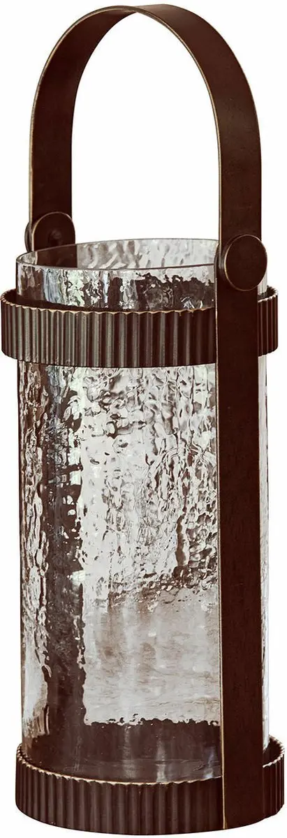 Loberon Uvelie Lantaarn - 14cm - Antiekbruin/Heldere glas - afbeelding 4 van 4