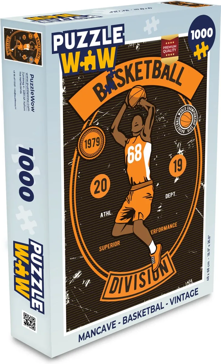 PuzzleWow Mancave Basketbal Legpuzzel 1000 Stuks - Multicolor