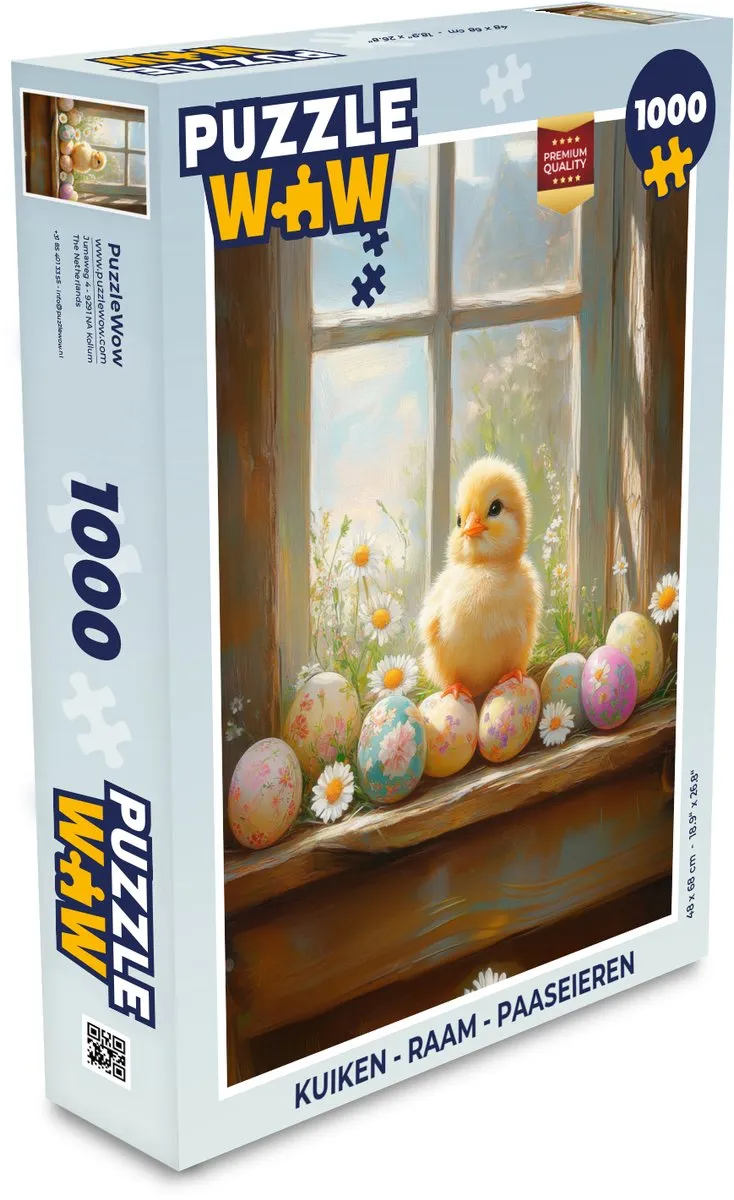PuzzleWow Kuiken Raam Paaseieren Legpuzzel 1000 Stuks