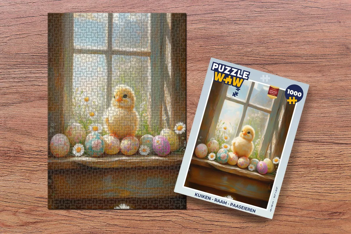 PuzzleWow Kuiken Raam Paaseieren Legpuzzel 1000 Stuks