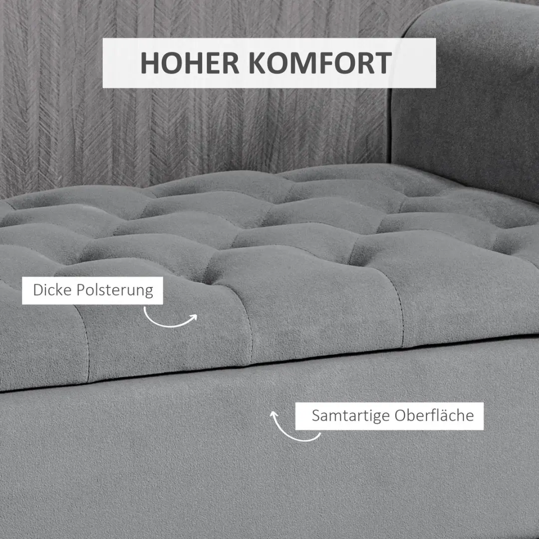 Homcom Fluwelen bank grijs 2-zits - afbeelding 6 van 6