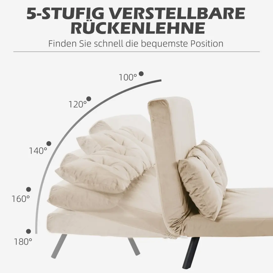 Homcom Slaapbank Beige - 2 Zitplekken - afbeelding 6 van 6