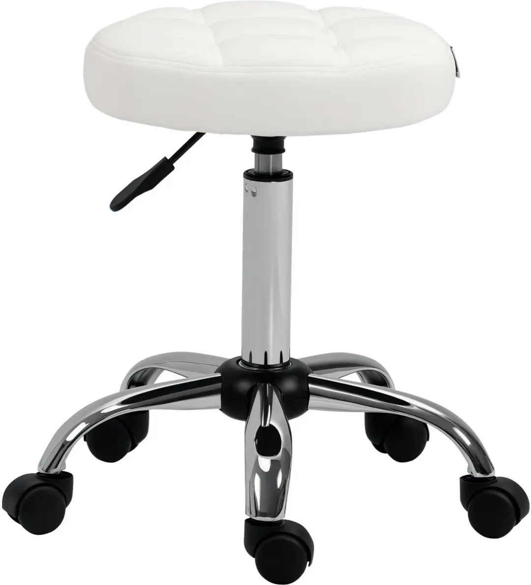 Homcom Rollhocker Kunstleder - Ø35,5cm H 51-67cm - Wit