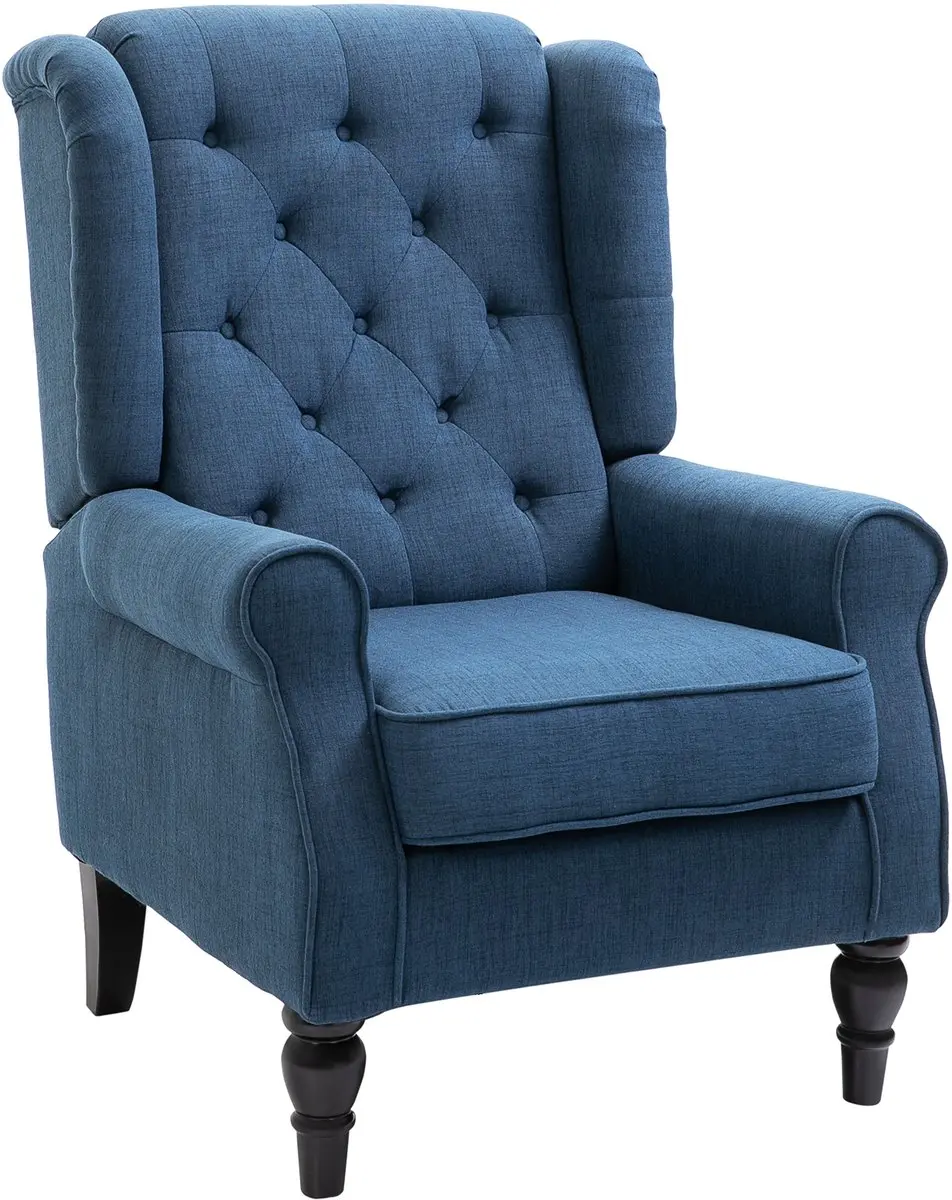 HOMCOM Gecapitonneerde Wingback Stoel met Hoge Rug, Gestoffeerde Lounge Stoel me