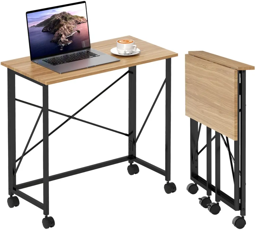 HOMCOM-klappbarer Schreibtisch-MDF-80L x 40B x 75H cm-Eiche