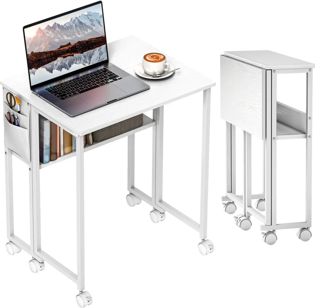 HOMCOM Writing Desk-MDF, Stahl-63L x 50B x 75H cm-Weiß