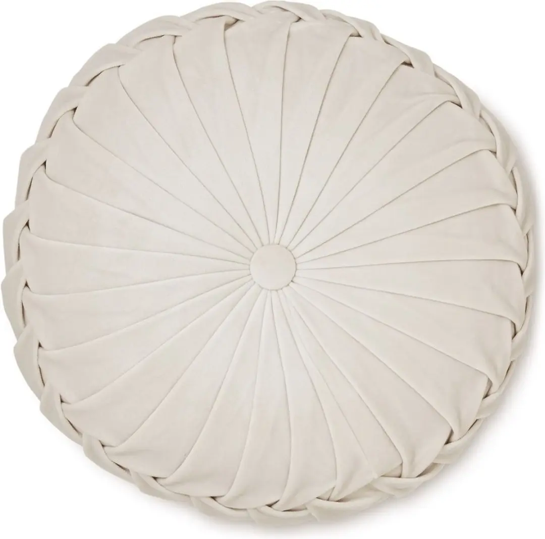 Laura Ashley Rosanna rond sierkussen velours - 35 cm - Almund