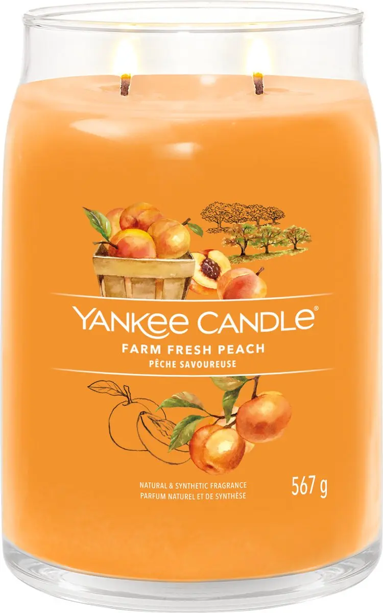 Yankee Candle Farm Fresh Peach Geurkaars - 90 branduren - afbeelding 5 van 5