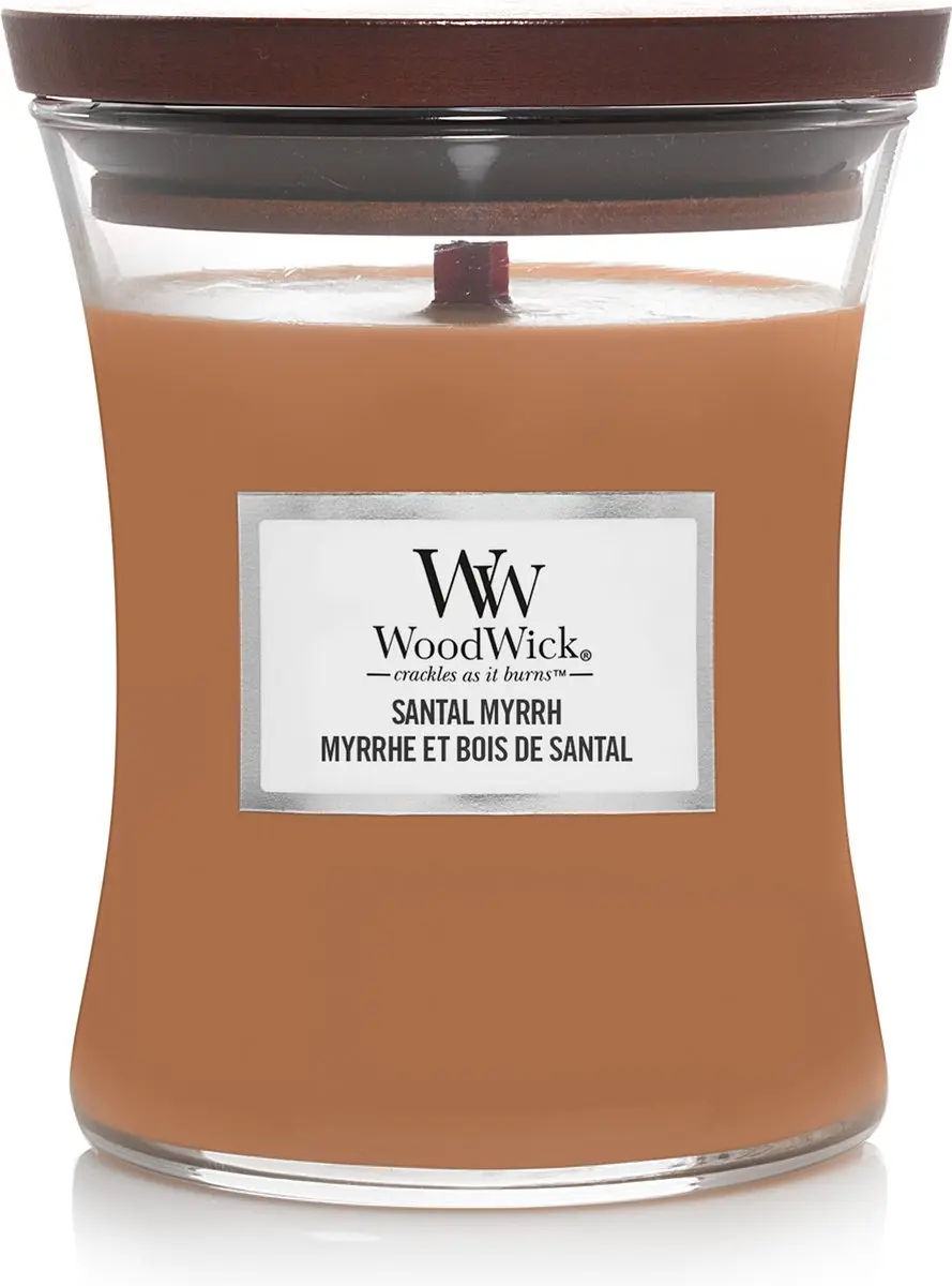 WoodWick Santal Myrrh Medium Geurkaars - afbeelding 3 van 3