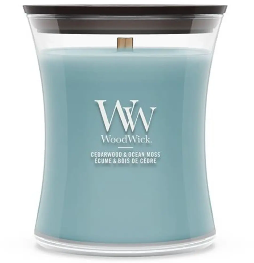 WoodWick Hourglass Geurkaars Cedarwood & Ocean Moss - Medium - afbeelding 5 van 5
