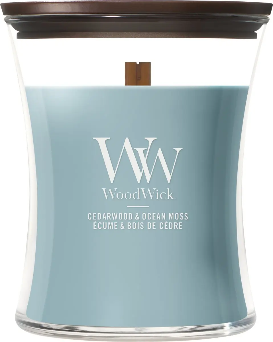 WoodWick Hourglass Geurkaars Cedarwood & Ocean Moss