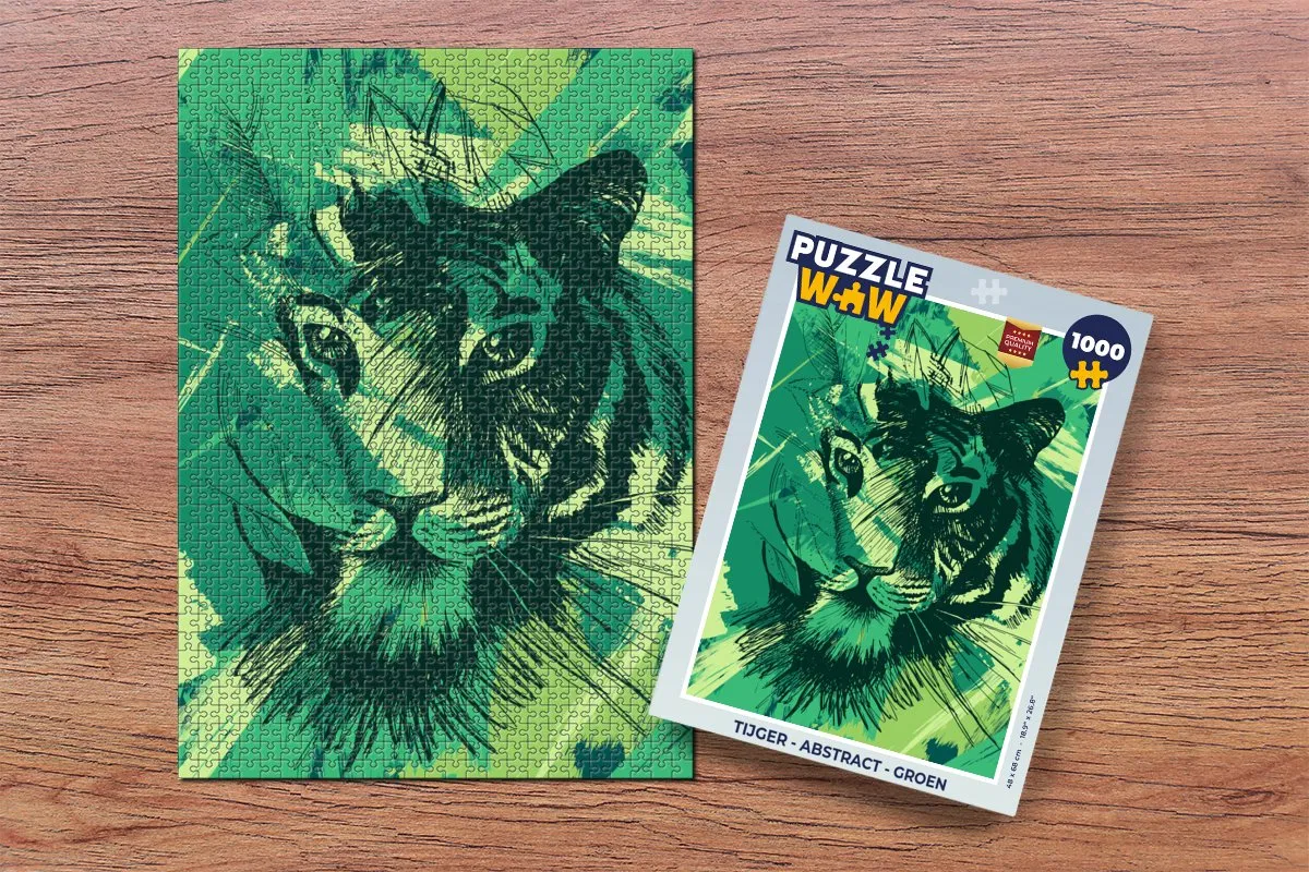 PuzzleWow Tijger Abstract Legpuzzel 1000 Stuks - Multicolor