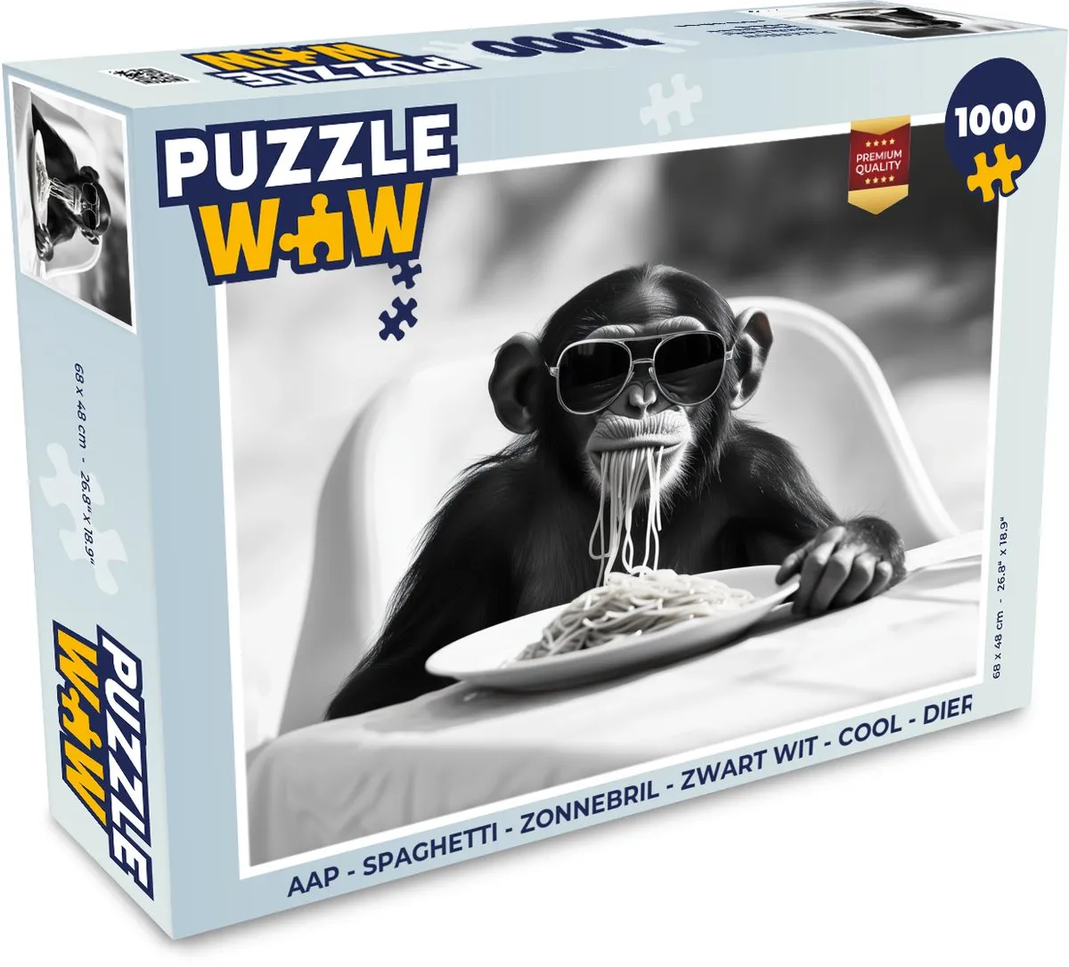 PuzzleWow Aap Legpuzzel 1000 Stuks - Zwart/Wit