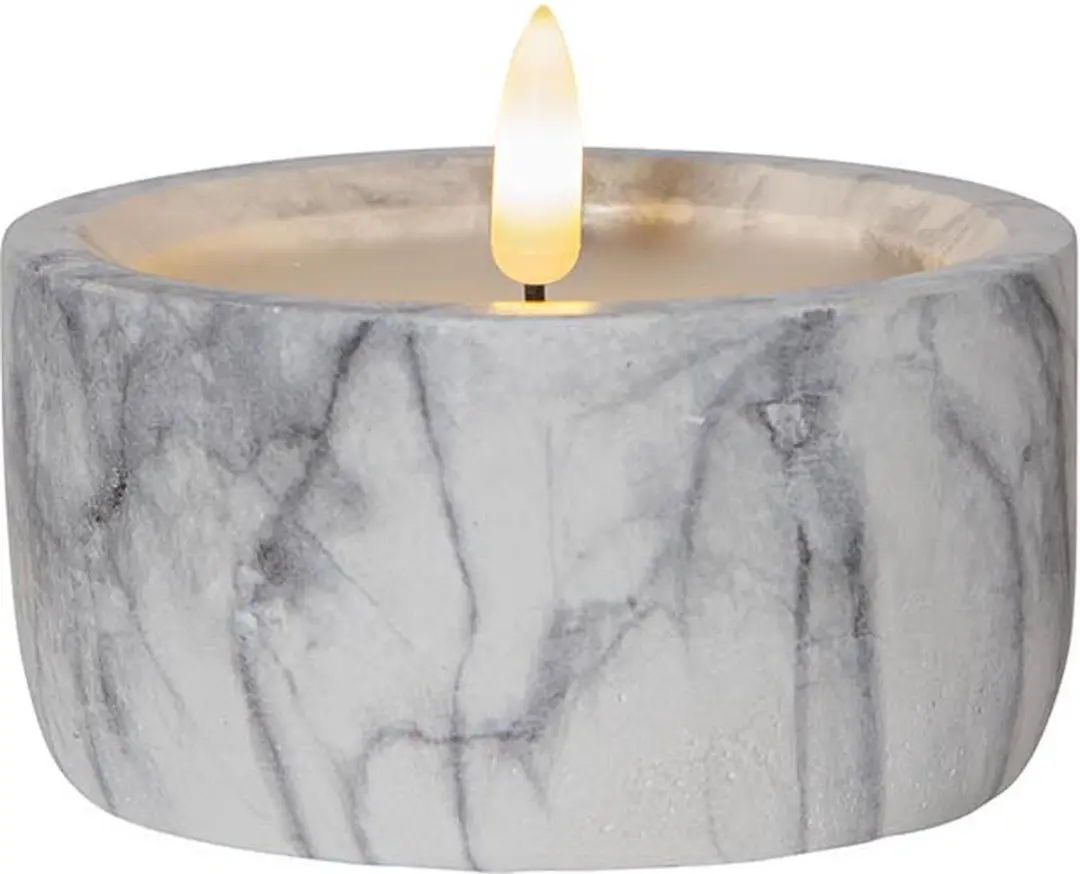 Star Trading Kaars Flame Marble, zuilkaars, marmer design, LED, timer, warm wit,